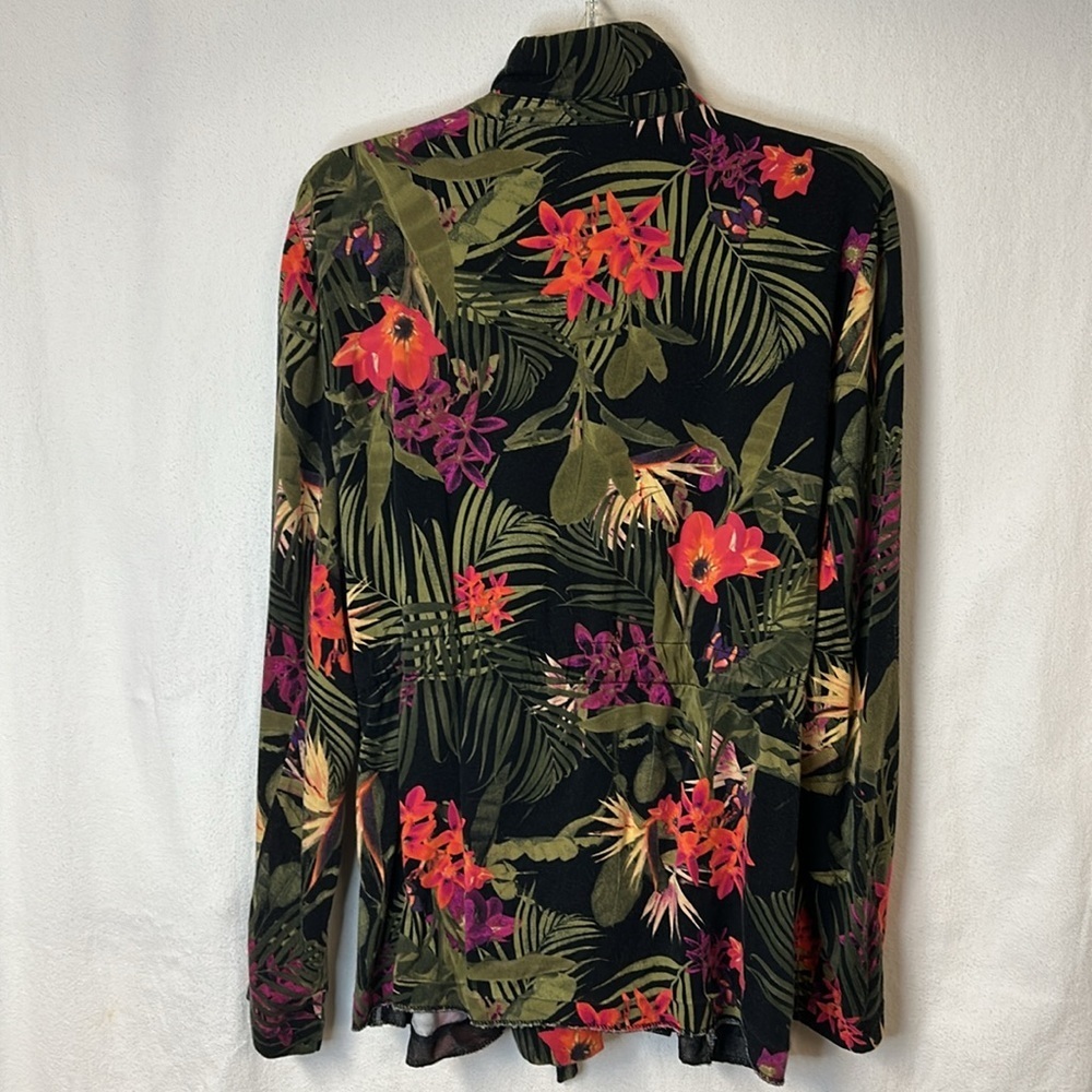 Worthington Women’s Print Blazer with Tie Waist Size XXL Black Green Purple - Picture 7 of 14